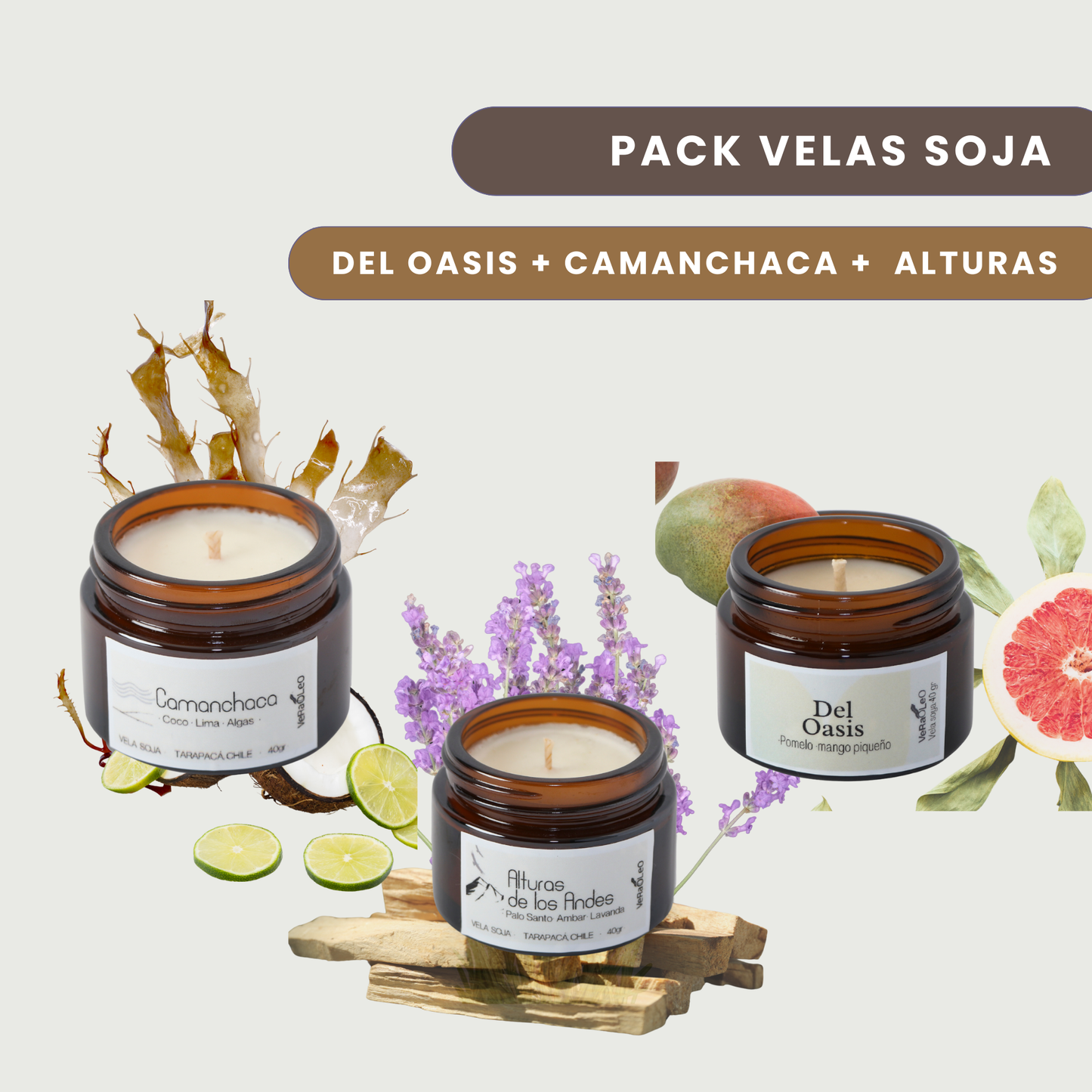 Pack 2 velas soja Chacra de limoneros + Camanchaca